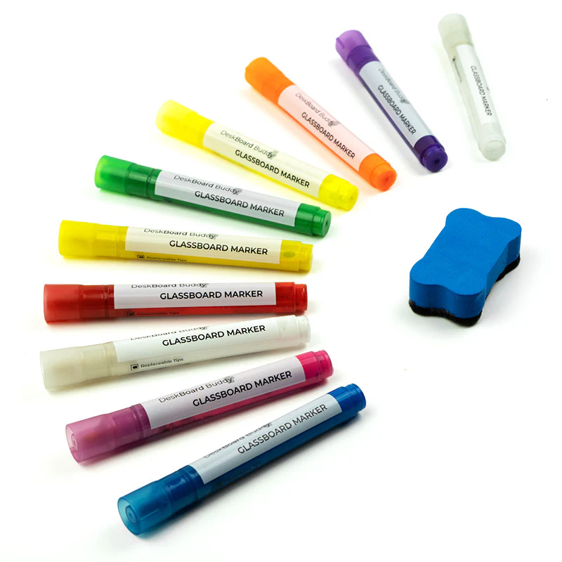 Dry Erase Markers - 10 Pack + Eraser - For Black DeskBoard Buddy - Image 3