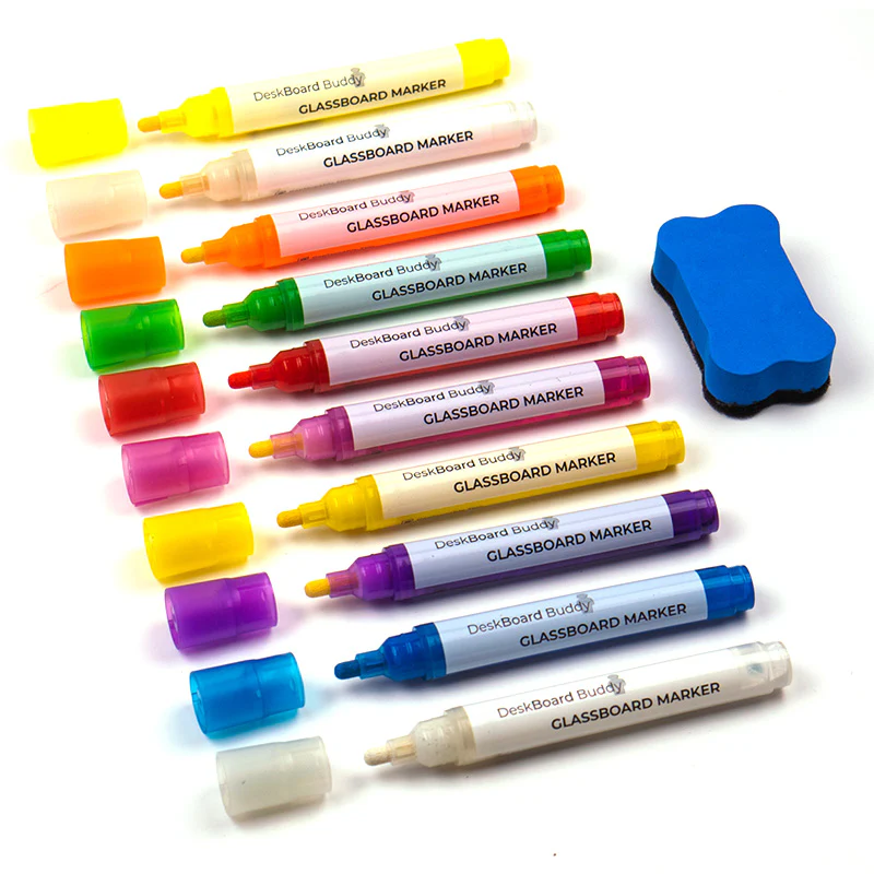 Dry Erase Markers - 10 Pack + Eraser - For Black DeskBoard Buddy - Image 6